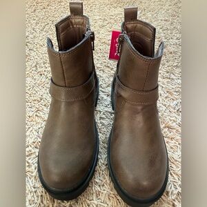 Justice Girls Brown Moto Boot With Zipper Size: 1